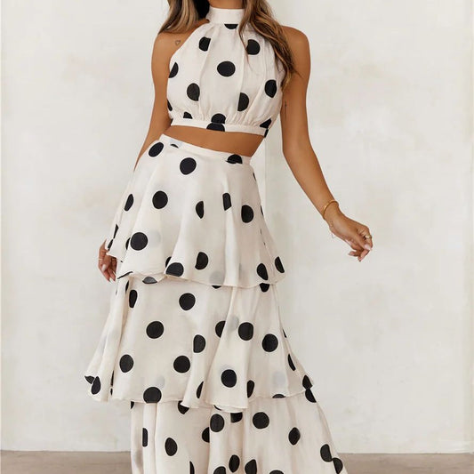 Vestido mujer lunares con volantes elegante - Vestiria