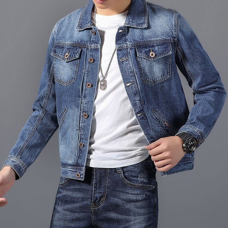 Chaqueta denim hombre básica con bolsillos