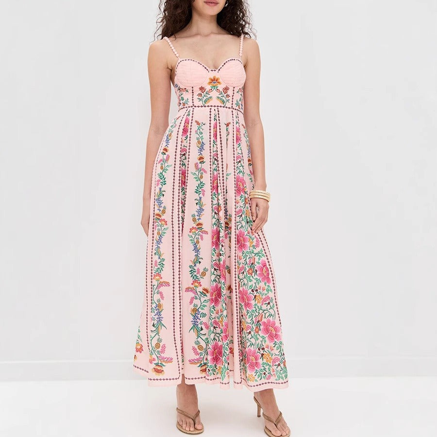 Vestido largo floral elegante mujer verano - Vestiria