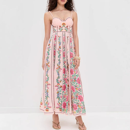 Vestido largo floral elegante mujer verano - Vestiria