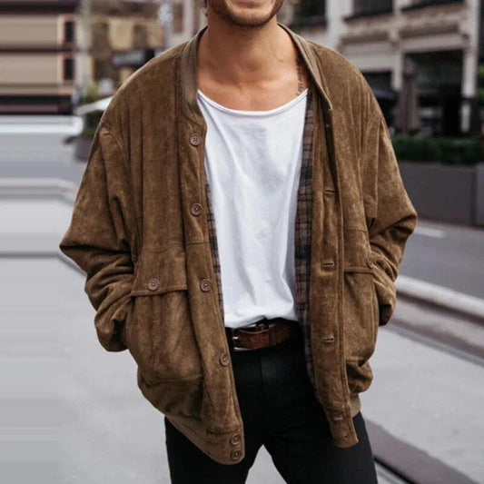 Chaqueta Hombre Cuero Vintage con Bolsillos - Vestiria