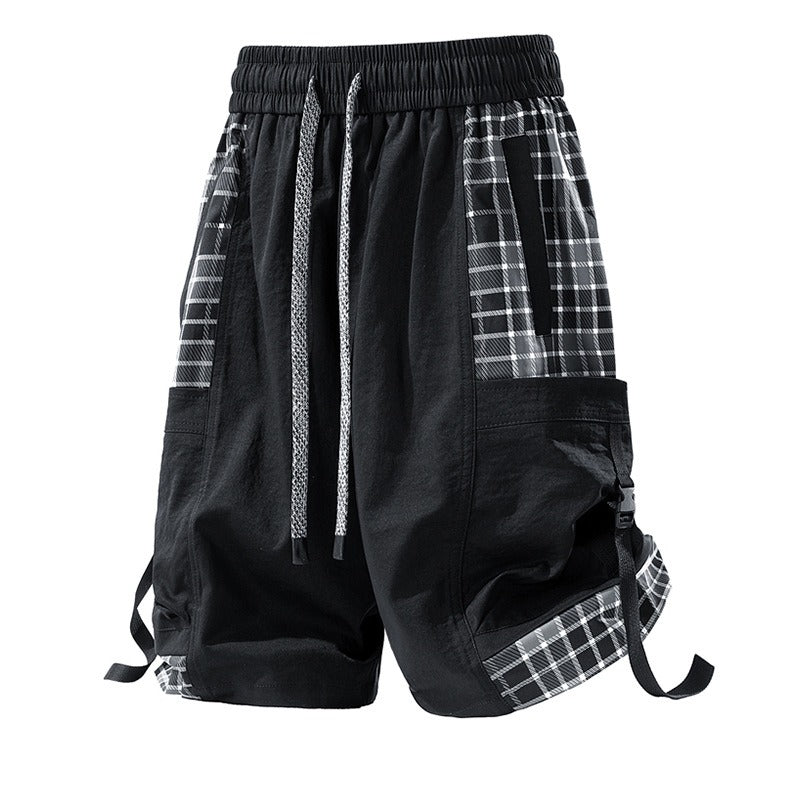 Pantalones cortos hombre cuadriculados estilo aventura