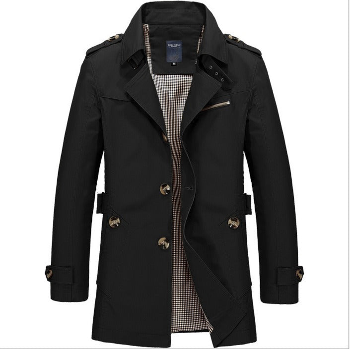 Abrigo Hombre Largo Impermeable Clásico