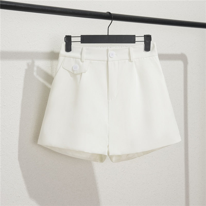 Shorts Mujer Cintura Elástica Detalle Botones Claro