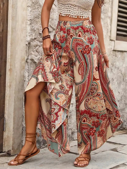Pantalón mujer amplio estampado floral suelto