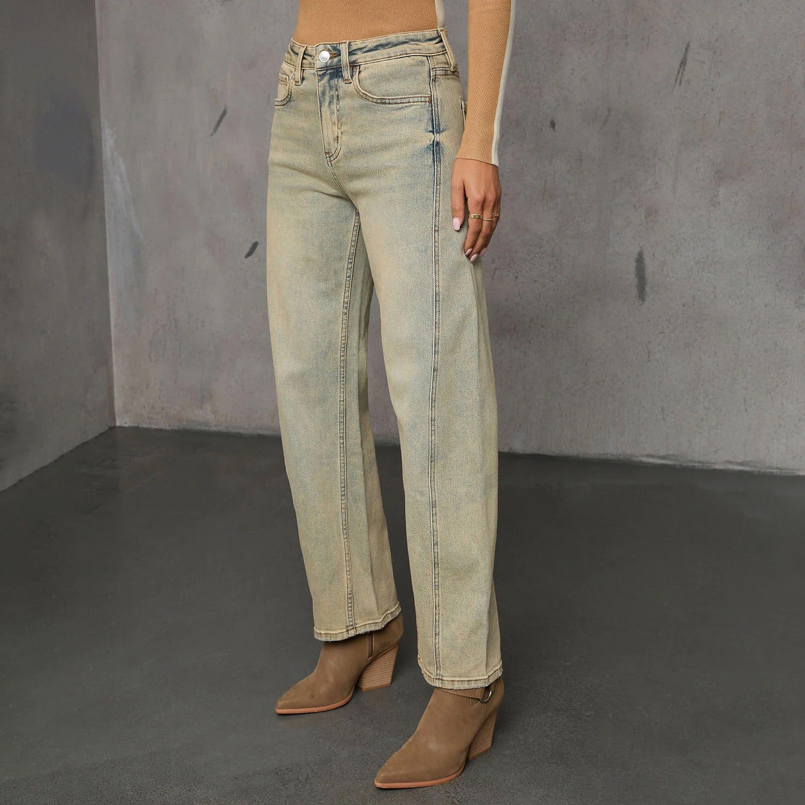 Vaquero Mujer Recto Denim Clásico Alto Corte - Vestiria