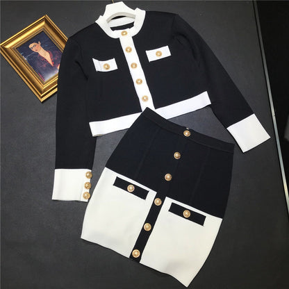 Chaquetilla y Falda de Punto Estilo Urbano