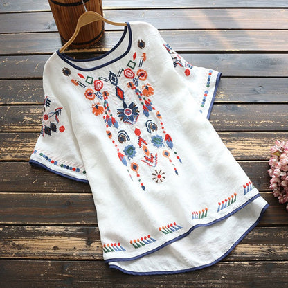 Blusa floreada manga corta femenina