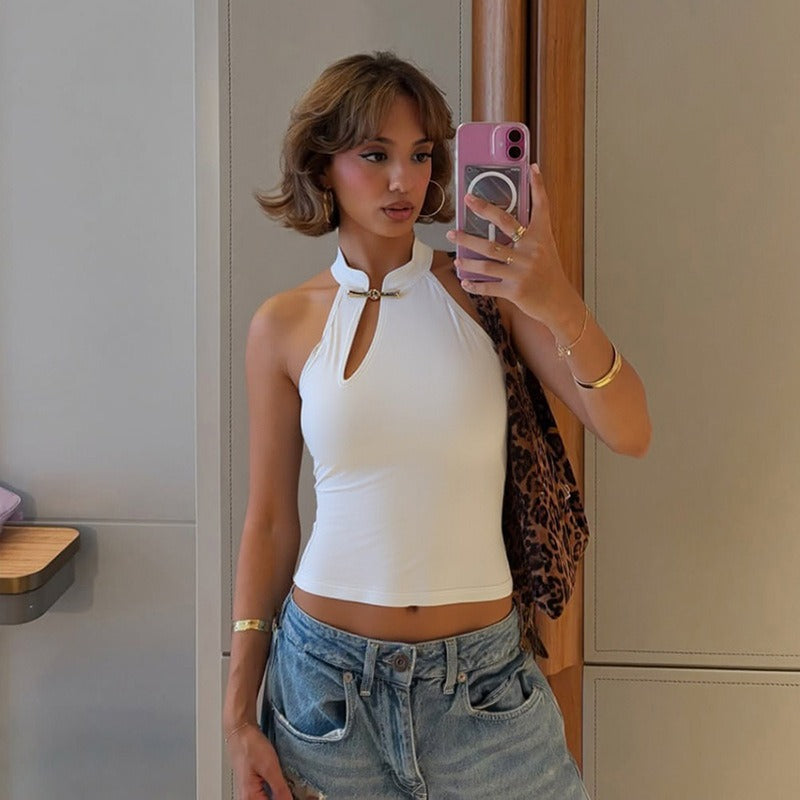 Vestido mujer sin mangas cuello halter elegante - Vestiria