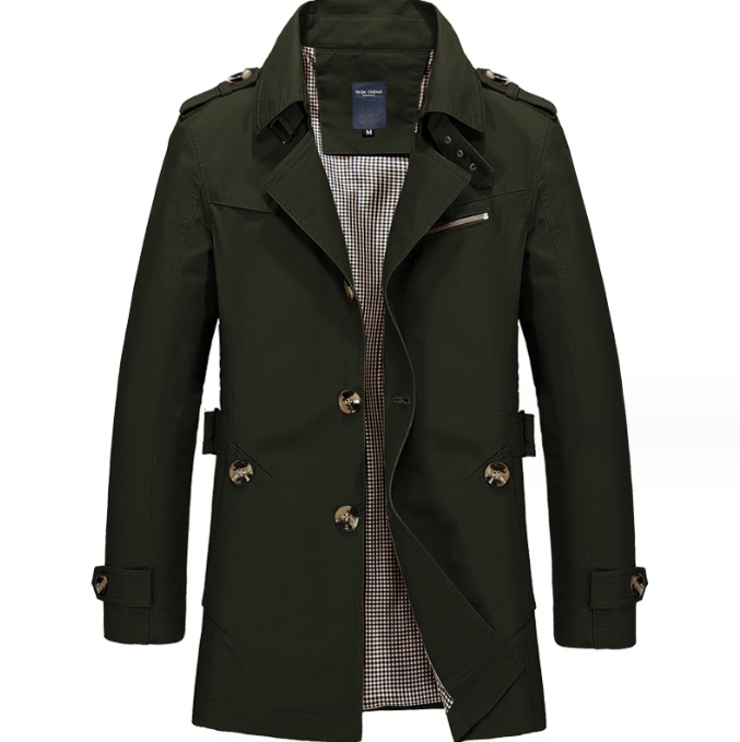 Abrigo Hombre Largo Impermeable Clásico