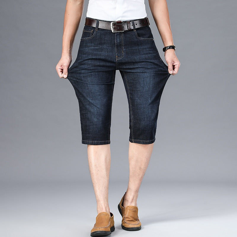 Pantalones cortos de mezclilla elástica para hombre casual - Vestiria