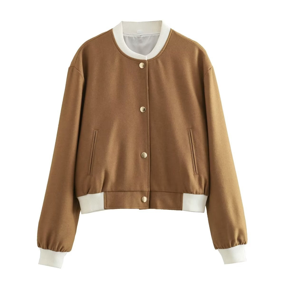 Chaqueta mujer cuero casual con botones metálicos
