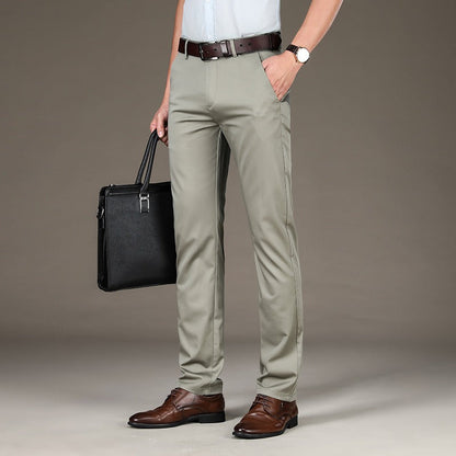 Pantalones Hombre Clásicos Corte Recto Elegantes
