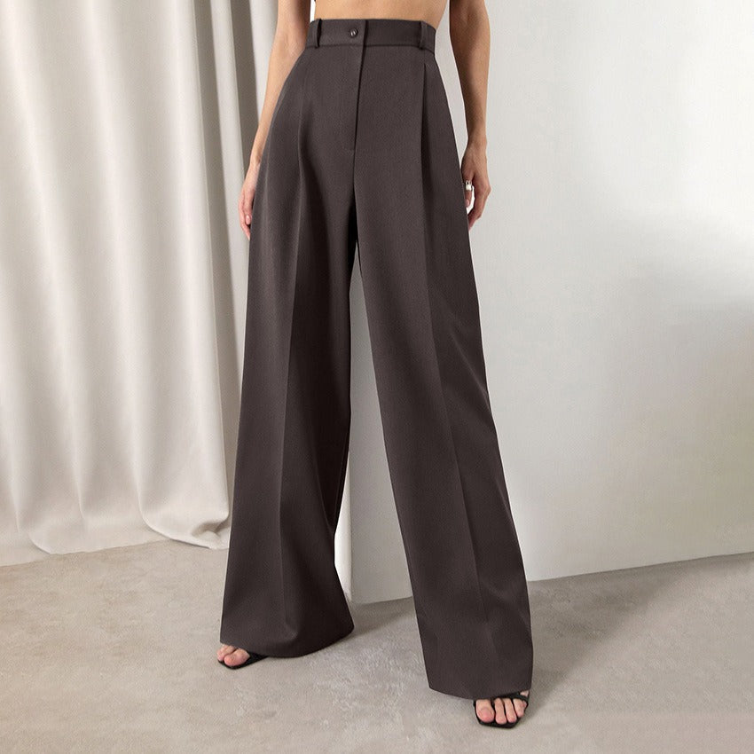 Pantalones Mujer Caderas Altas Estilo Clásico