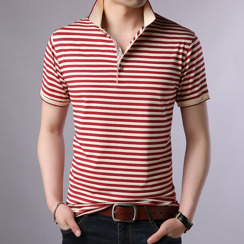 Camiseta de hombre manga corta a rayas clásica - Vestiria