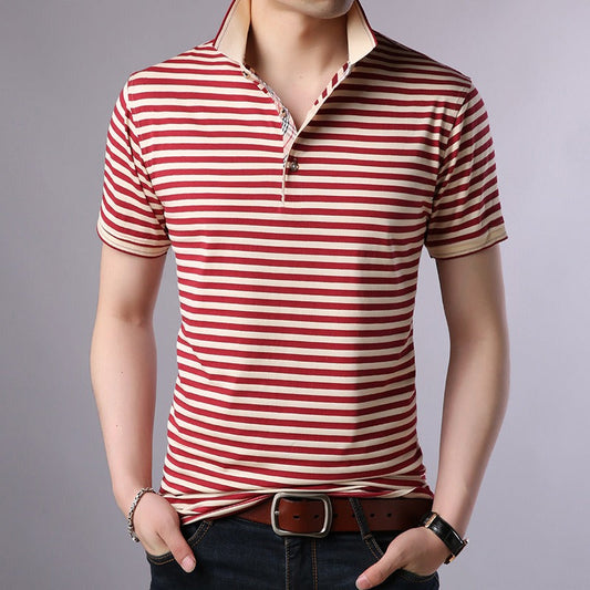 Camiseta de hombre manga corta a rayas clásica - Vestiria