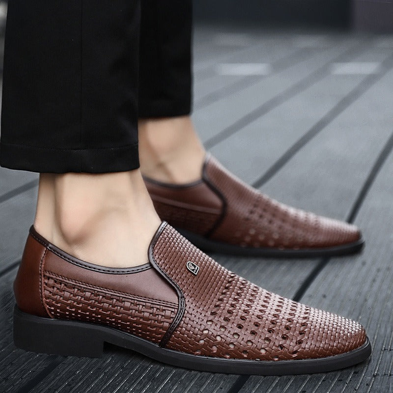 Zapatos de cuero trenzado hombre transpirable