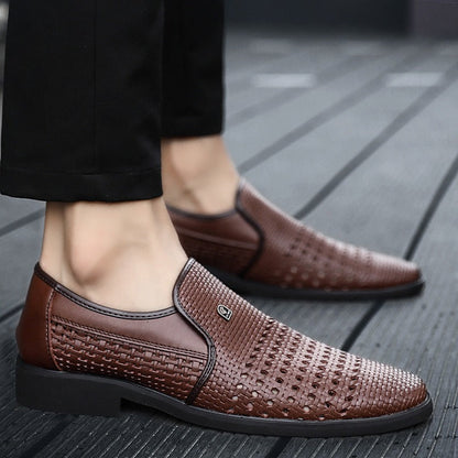 Zapatos de cuero trenzado hombre transpirable