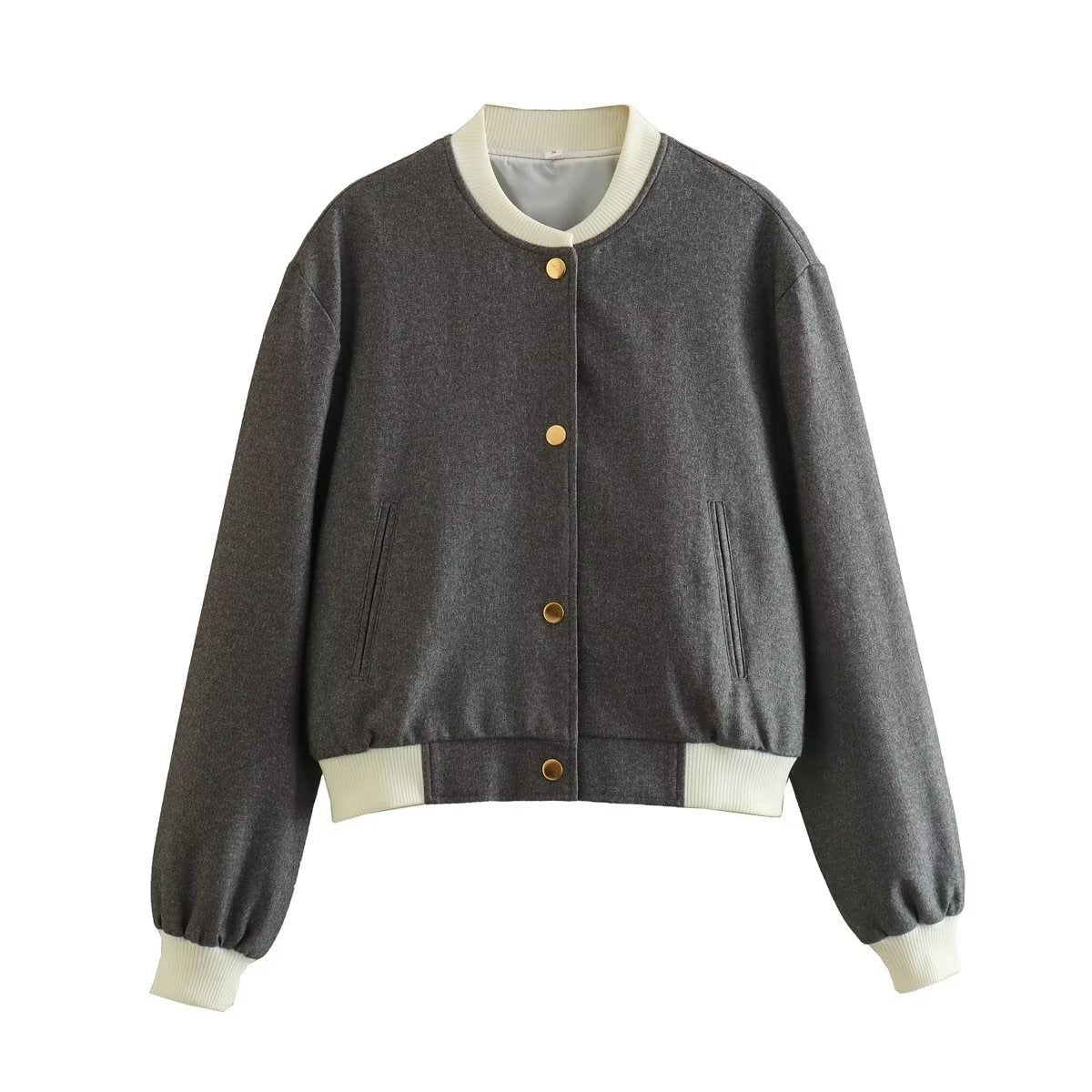 Chaqueta mujer cuero casual con botones metálicos