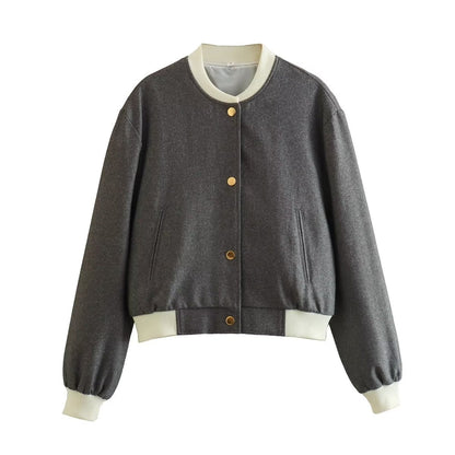 Chaqueta mujer cuero casual con botones metálicos