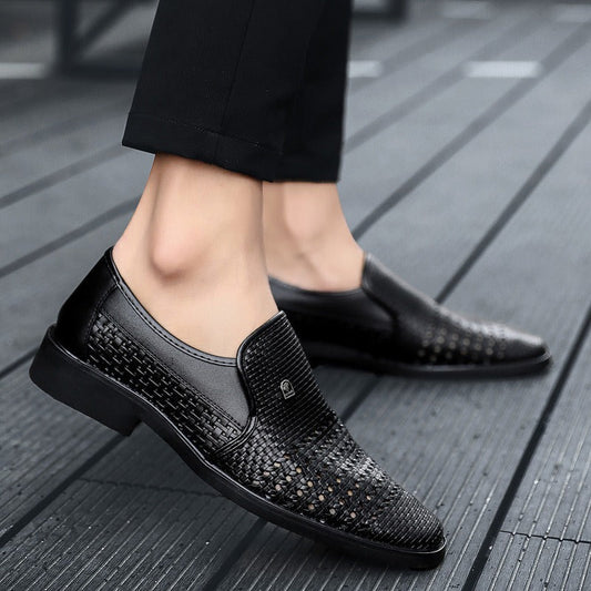Zapatos de cuero trenzado hombre transpirable - Vestiria