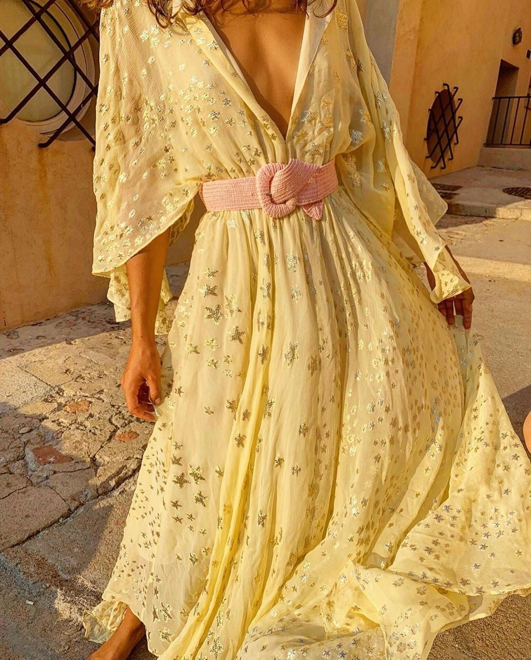 Vestido Largo Floral Brillo Mujer - Vestiria