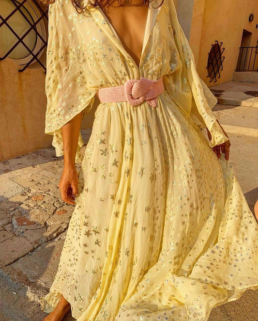Vestido Largo Floral Brillo Mujer - Vestiria