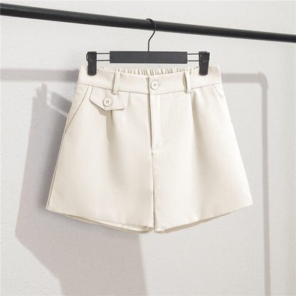 Shorts Mujer Cintura Elástica Detalle Botones Claro