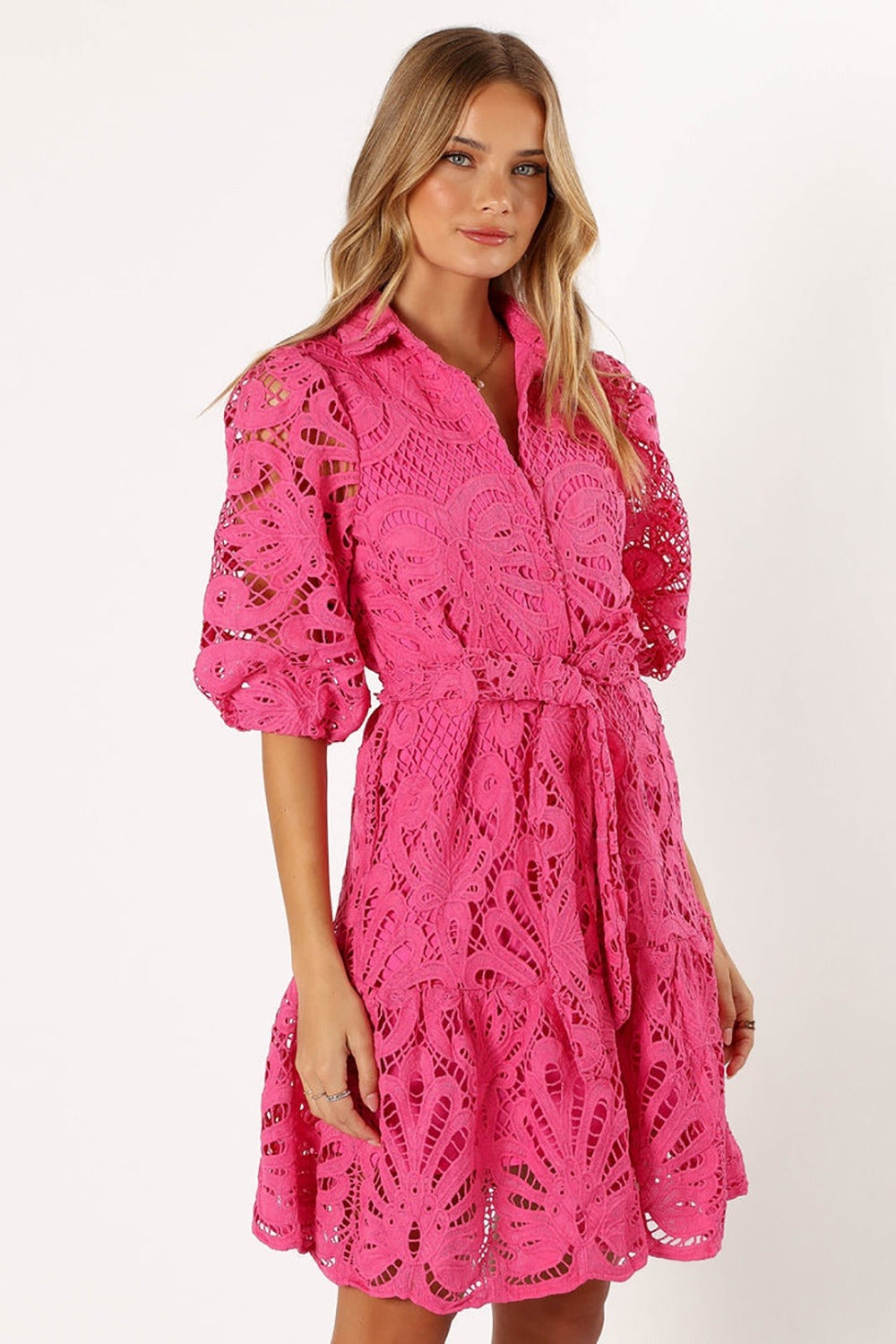 Vestido mujer encaje floral manga ancha romántico - Vestiria