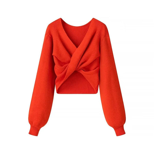 Jersey mujer cruzado estilo cropped puntilla - Vestiria