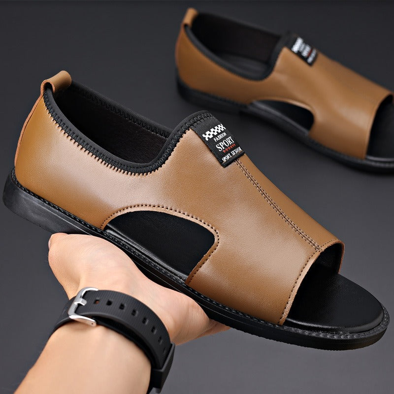 Sandalias Hombre Cuero Sintético Transpirable Cerradas