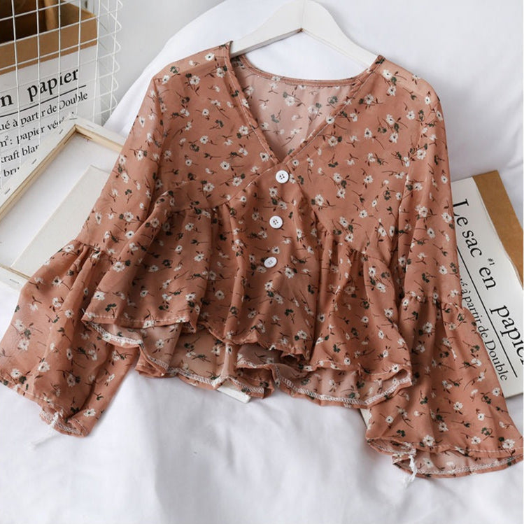 Blusa Mujer Florales Ligera con Volantes - Vestiria