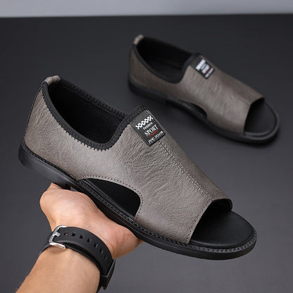 Sandalias Hombre Cuero Sintético Transpirable Cerradas