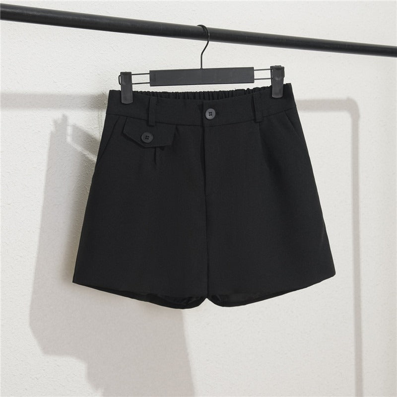 Shorts Mujer Cintura Elástica Detalle Botones Claro
