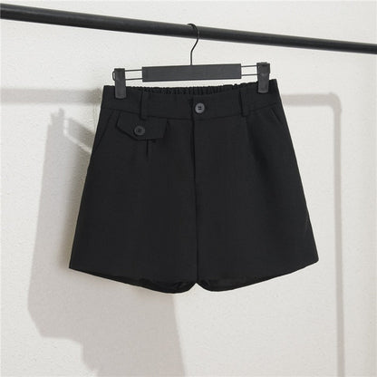 Shorts Mujer Cintura Elástica Detalle Botones Claro