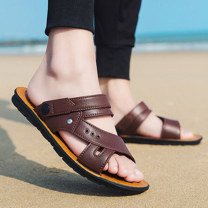Sandalias Hombre Cuero Sintético Deportivas - Vestiria