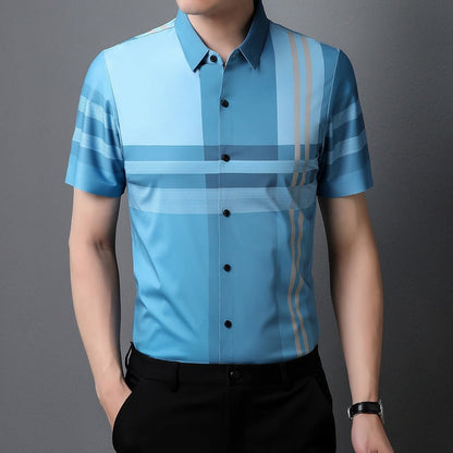 Camisa hombre manga corta estampado moderno ligero - Vestiria