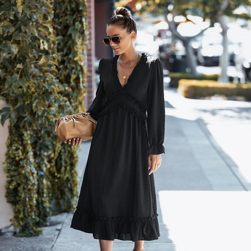 Vestido Mujer Romántico Plumeado Elegante