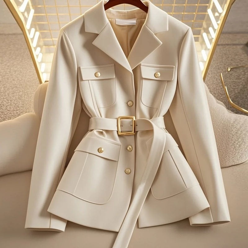 Chaquetón Mujer Cinturón Bolsillos Elegante