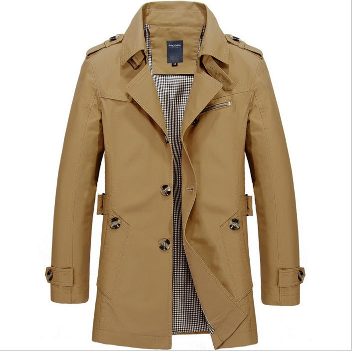 Abrigo Hombre Largo Impermeable Clásico
