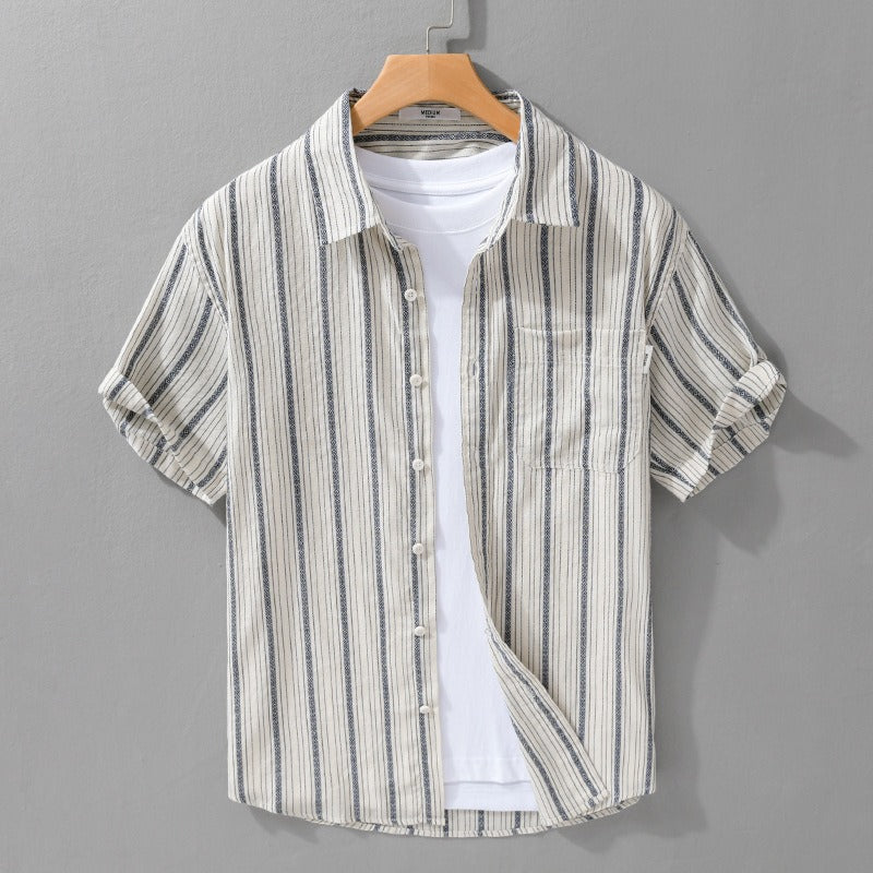 Camisa de verano lino a rayas hombre - Vestiria