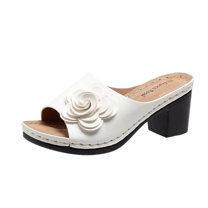 Sandalias Mujer Tacón Alto con Flor Elegantes