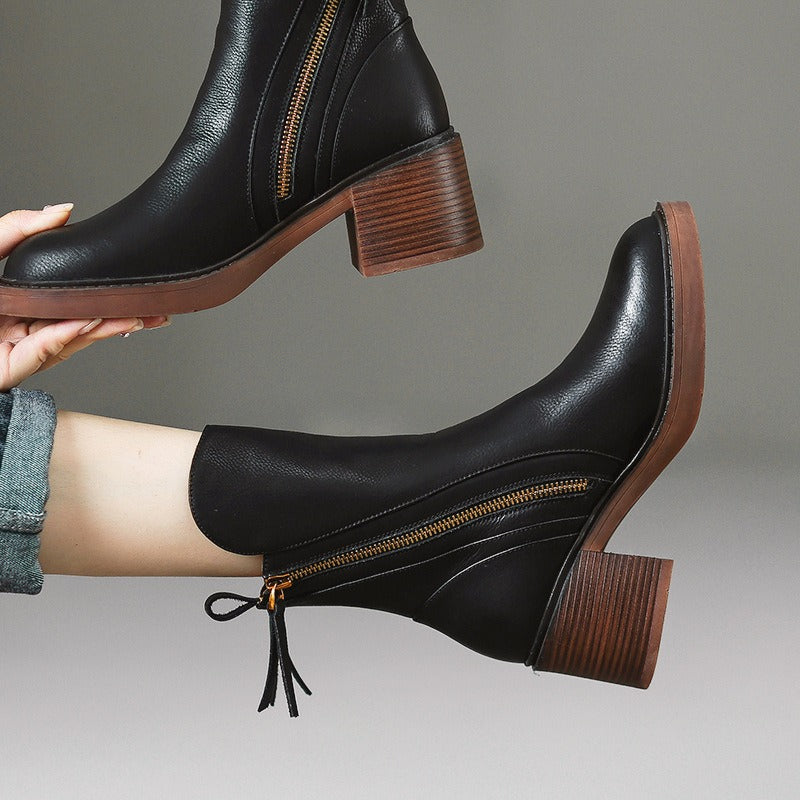 Botas Mujer Plataforma Alta con Cremallera Lateral Estilo Chic - Vestiria
