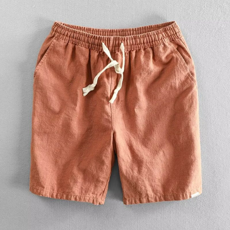 Pantalones cortos lino hombre cómodos con cinturón - Vestiria