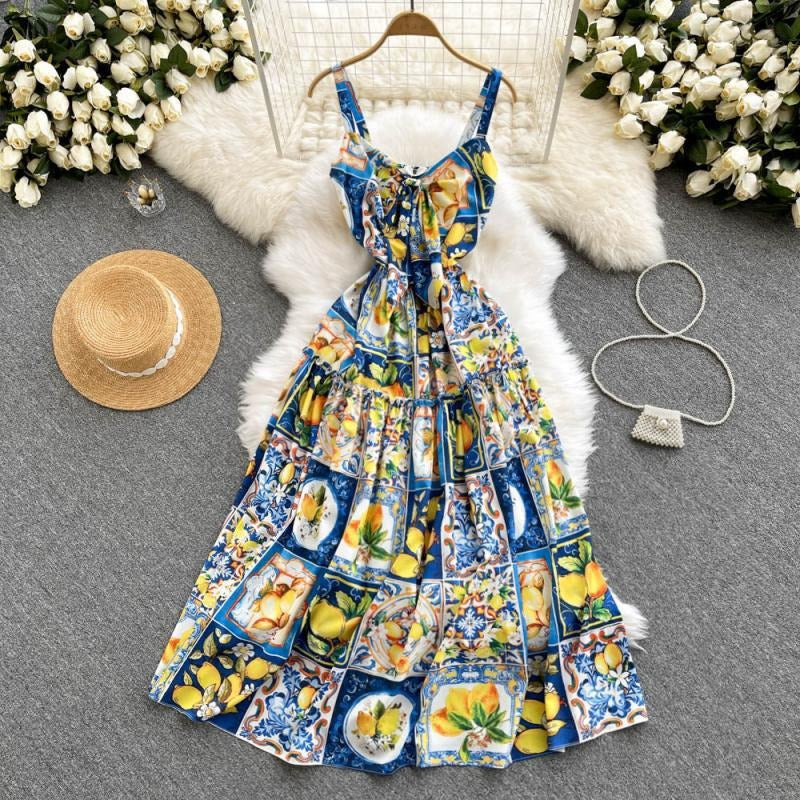 Vestido Estampado de Mujer con Tirantes Floral - Vestiria