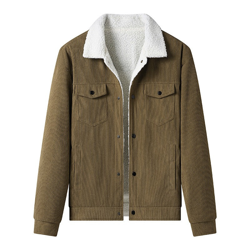 Chaqueta Hombre Pana Forrada Cálido Estilo Urbano