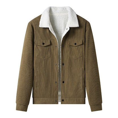 Chaqueta Hombre Pana Forrada Cálido Estilo Urbano