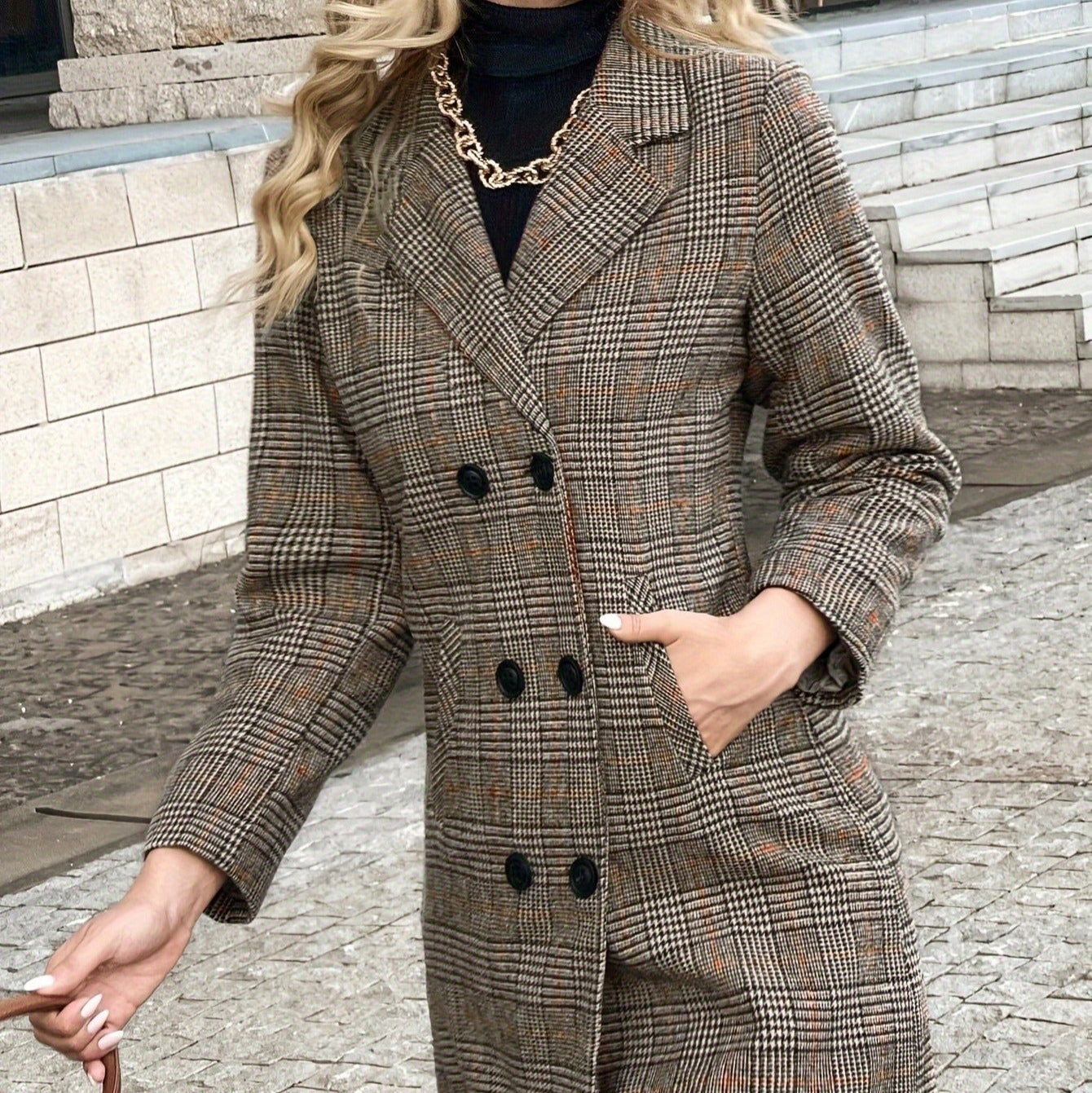 Chaquetón cuadriculado Mujer Invierno