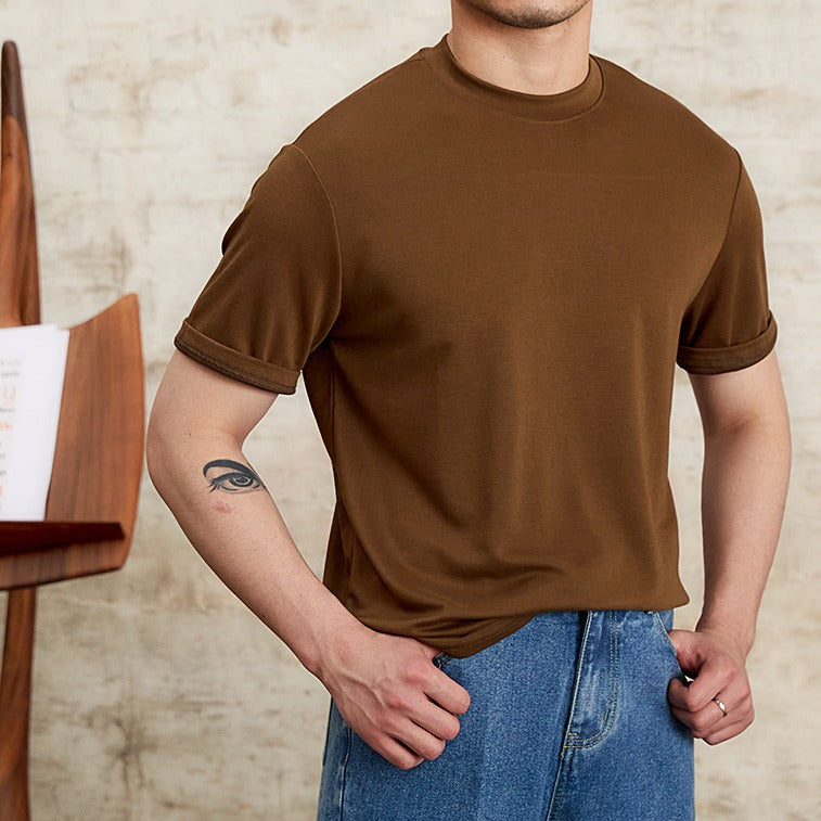 Camiseta Hombre Clásica Tejido Elástico Suave