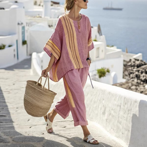 Vestido lino rayado estilo verano fresco